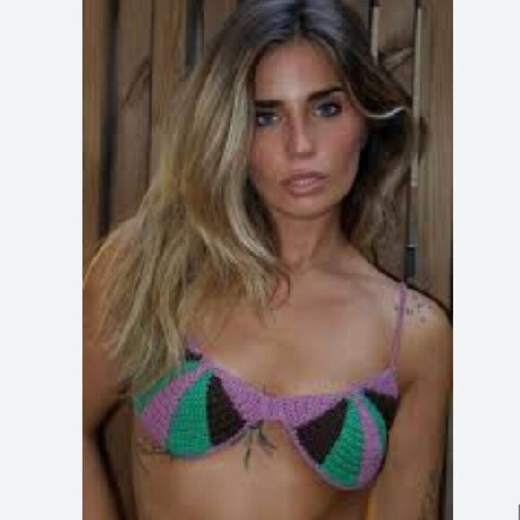 Zara Other - Zara Crochet Seashell Bralette Purple Green Size Small NWT
